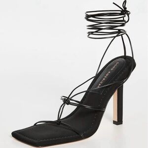 Good American Black Wrap Heels - NEW